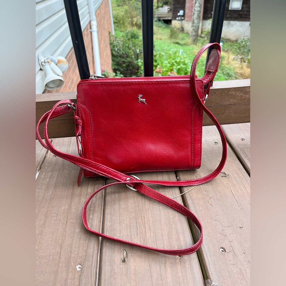 Vintage Ashwood Red Leather Crossbody Bag adjustable strap